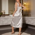 thumbnail image 3 of Naittoop Womens Satin Long Nightgown Ruffle Trim Sexy V Neck Under Dresses Cami Midi Dresses Chemise Night Dress Lingerie, 3 of 5
