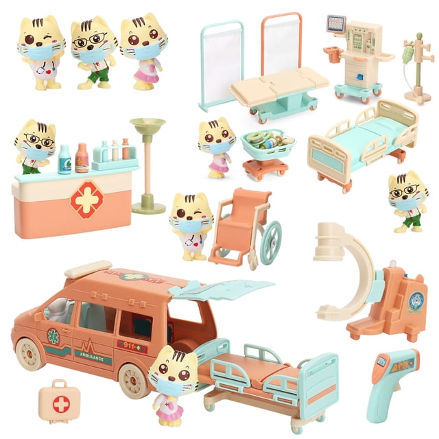 Juguete Pretend Play BananMelonBM Cat Dolls Doctor Pet con luz