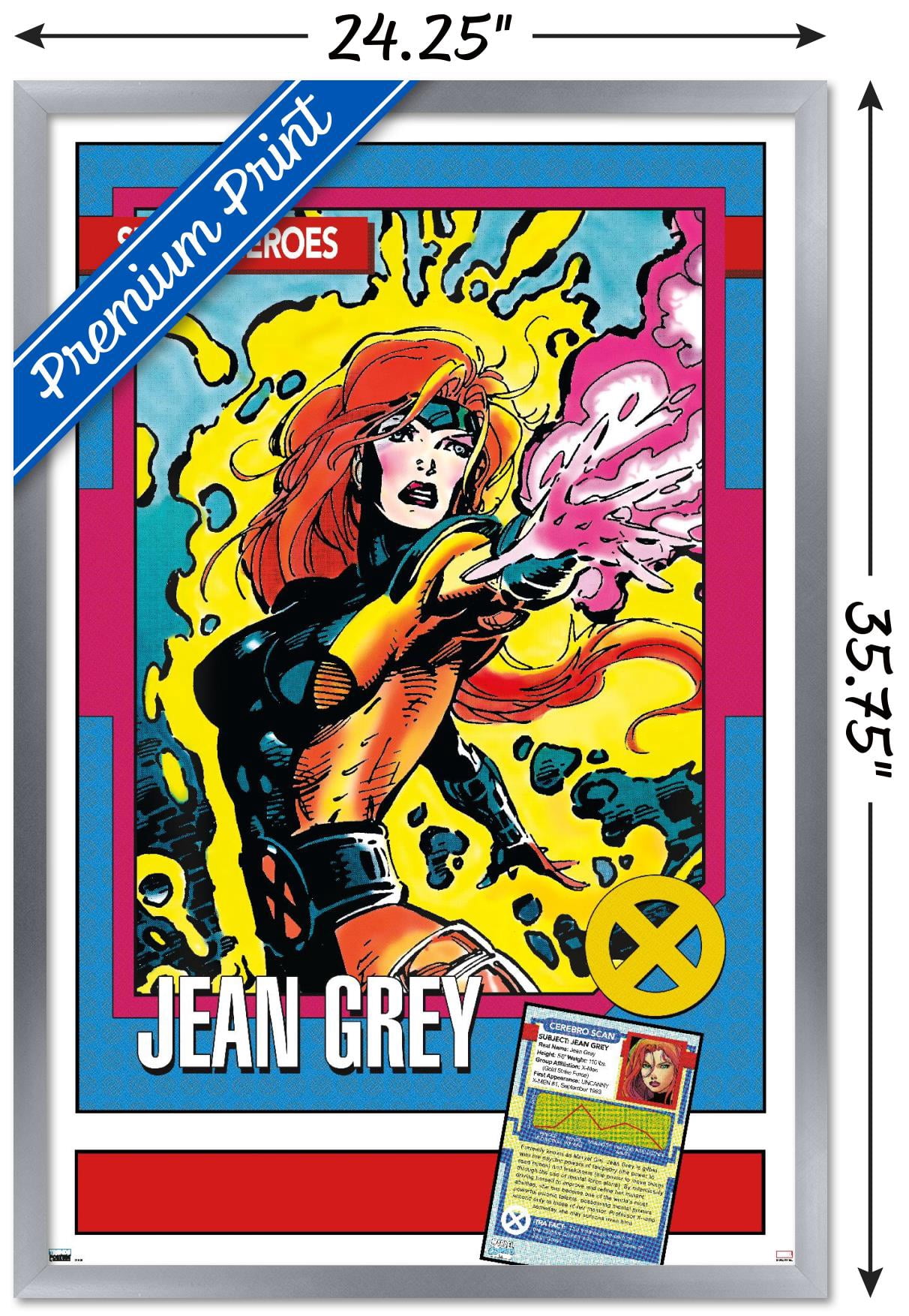 Marvel Trading Cards - Jean Grey Wall Poster, 22.375" x 34" Framed