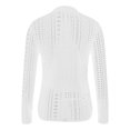 thumbnail image 5 of ClodeEU Women's Mock Neck Long Sleeve T Shirt，Slim-Fit Tee With Eyelet ,Casual Basic Tops White,Womens Plus L, 5 of 9