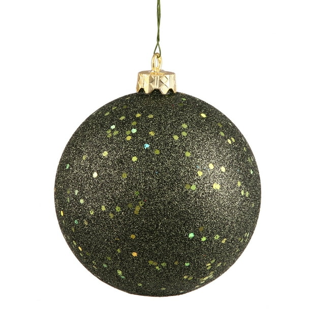 6ct Sequined Olive Green Shatterproof Christmas Ball