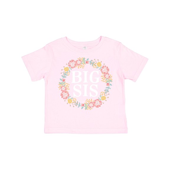 Inktastic Big Sis Rose Floral Wreath Sister Girls Toddler T-Shirt