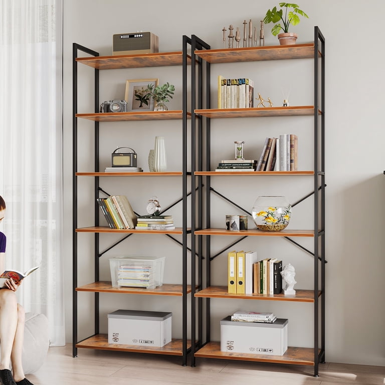 Casacomoda 6-Tier Bookcase Set of 2, Rust Brown Industrial photo 7
