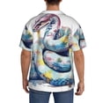 thumbnail image 3 of Pofeuu Watercolor Snake Print Mens Casual Short Sleeve Shirts Beach Summer Spread Collar Pocket Tops Men's Casual Short-sleeved Shirt-X-Large, 3 of 5