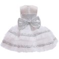 thumbnail image 1 of Vestido de princesa de manga corta para niña pequeña, vestido formal de fiesta con falda y encaje de malla, 1 of 2