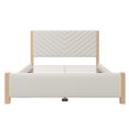 thumbnail image 5 of Leuco Queen Size Upholstered Platform Bed Frame with Wood Legs & Headboard, No Box Spring Needed, Beige, 5 of 8