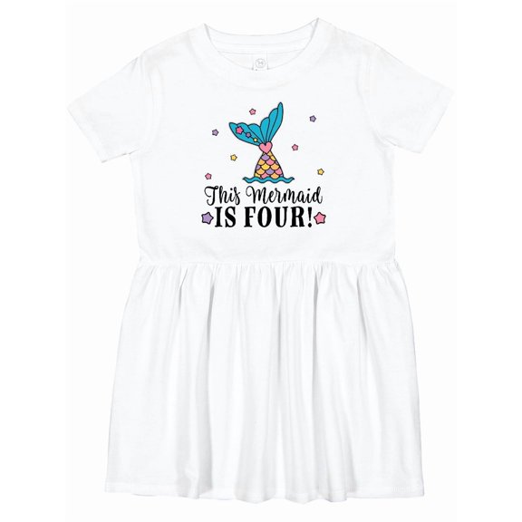 Inktastic 4th Birthday Mermaid Tail Girls Girls Toddler Dress