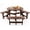 Charcoal brown, variant on 6‑Person Round Wooden Picnic Table Set with 3 Built‑in Benches, 59.06 Inch Outdoor Patio Dining Table with Umbrella Hole for Backyard Garden Lawn