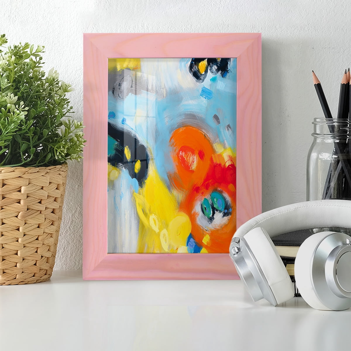In the Loop II -Framed Print w/glass-Sunset Pink