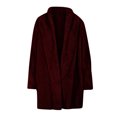 thumbnail image 6 of IROINNID Women's Jacket Shearling Jacket Solid Color Long Sleeve Casual Top Cardigan Outerwear Plush Suit Coat, Wine, 6 of 9