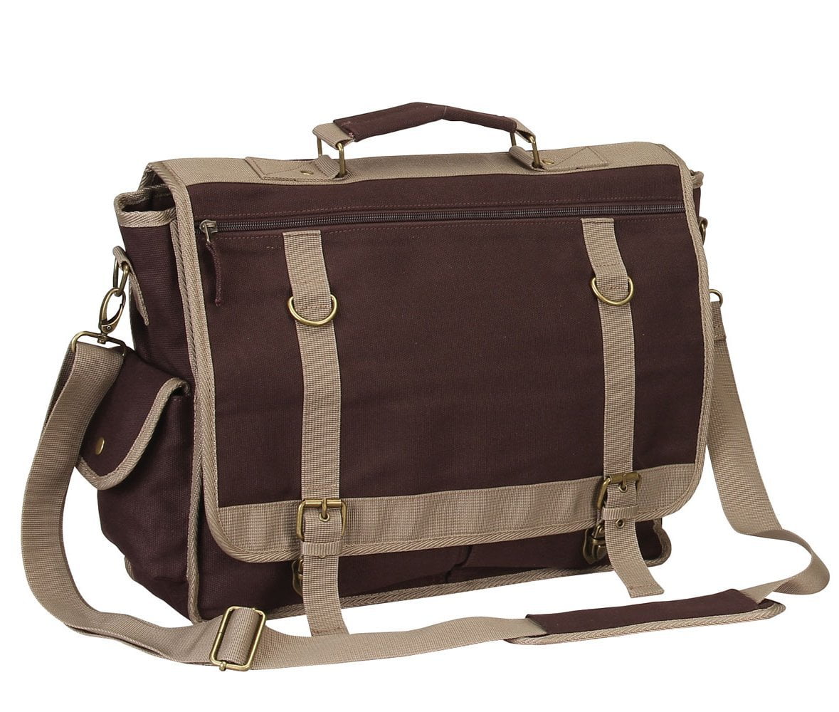 Mens Shoulder Missionary Bag Heavy-duty Canvas Messenger Travel Briefcase Nylon 