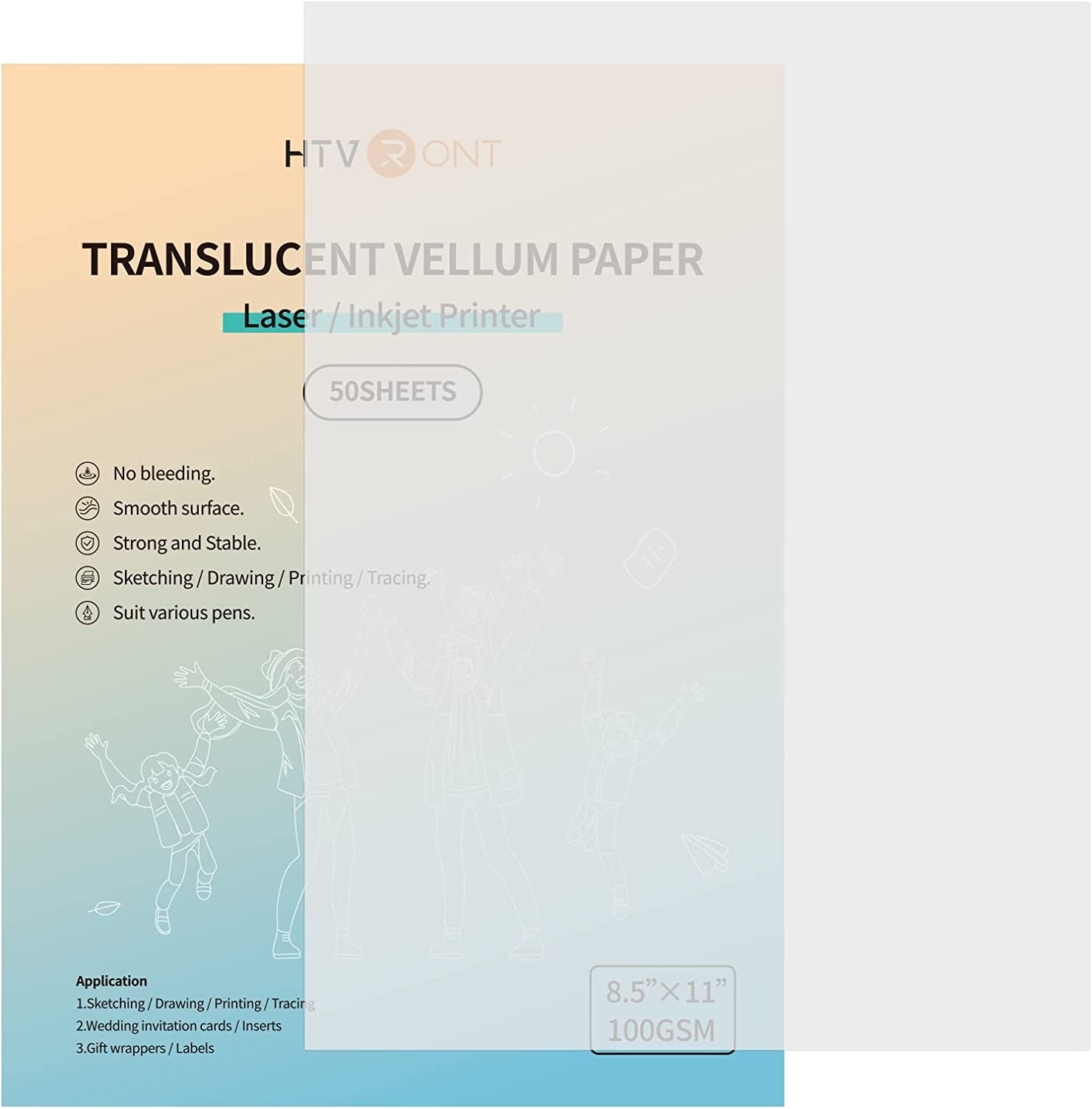 100 Sheets Vellum Paper—Translucent Printable Tracing Paper for Drawing  Invit