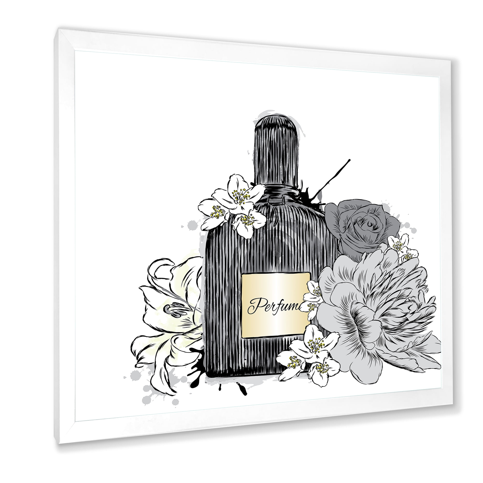 Designart 'Bouquet of Flowers and Perfume Bottle III' Traditional Framed Art Print