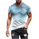 thumbnail image 3 of Mens Casual Pantalones Cortos Raya Impresión Suéter Fitness Deportes Camiseta, Poliéster Cuello Redondo Blusa para Al Aire Libre, Diario Y Primavera Verano Desgaste, 3 of 5