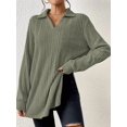thumbnail image 4 of Women'S 2025 Fall Long Sleeve Half Zip Casual Oversized Ribbed Knit Pullover Sweater Top  Green S, 4 of 7