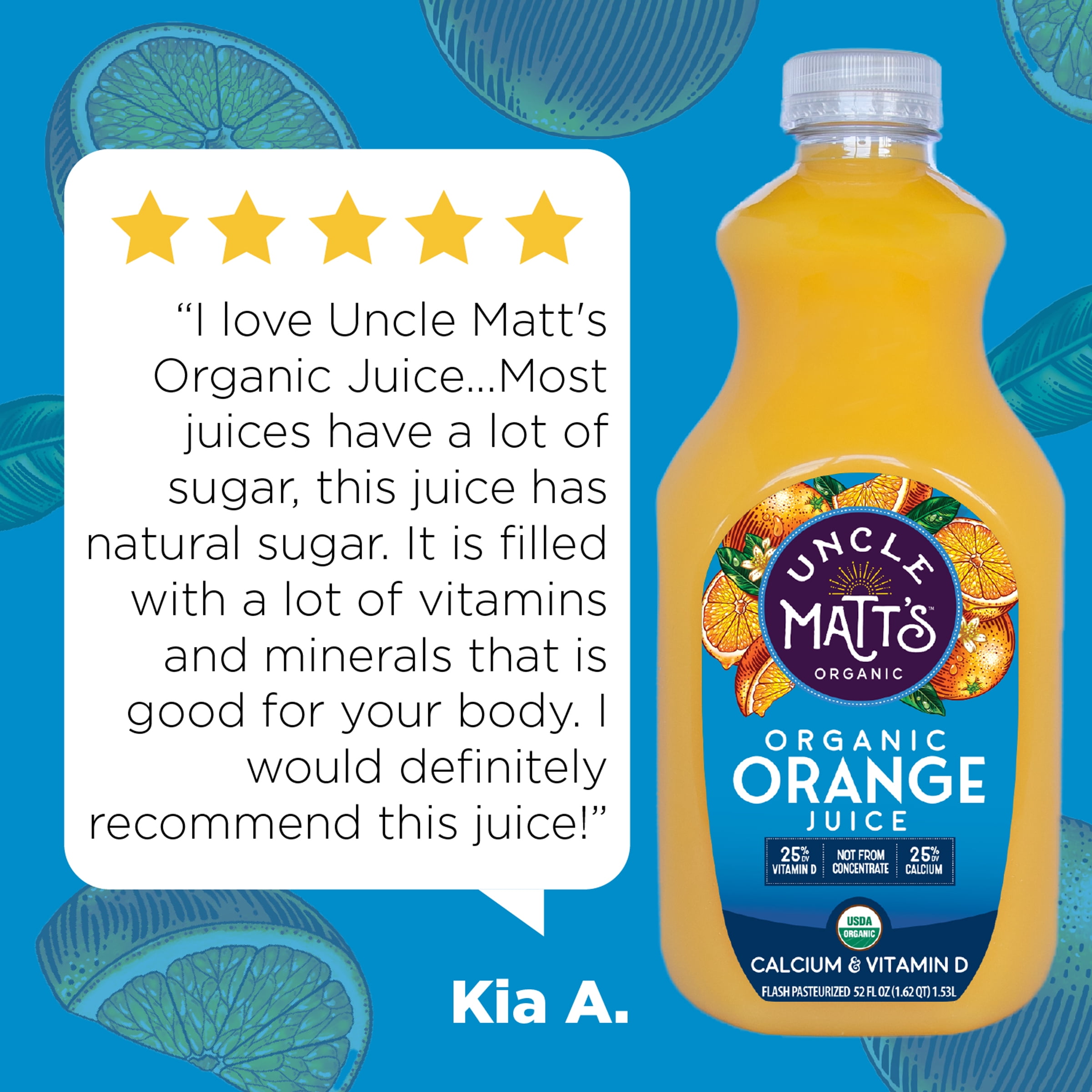 Uncle Matt's Organic Pure Organic Orange Juice with Calcium & Vitamin D + Zinc 52 fl Oz