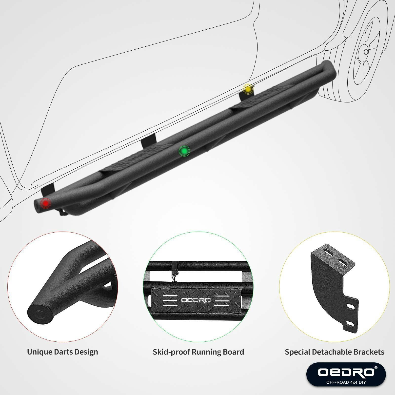 RVNI 6" Running Boards Side Step Nerf Bars for 2007-2021 Toyota Tundra Double Cab, Textured Black