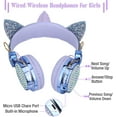 thumbnail image 7 of Qearfun Kids Headphones, Wireless Headphones for Toddler Unicorn Cat Ear Headphones for Boy Bluetooth Headphones with Mic Adjustable Headband, over on Ear Headset for Smartphones/School/Tablet/PC, 7 of 7