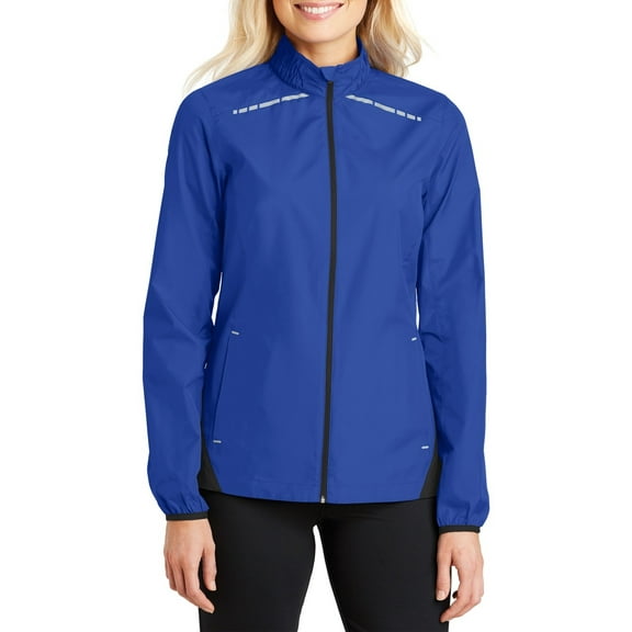 JustBlanks Womens Lightweight Full Zip Reflective Trim Jacket with Stand Collar Elastic Cuffs