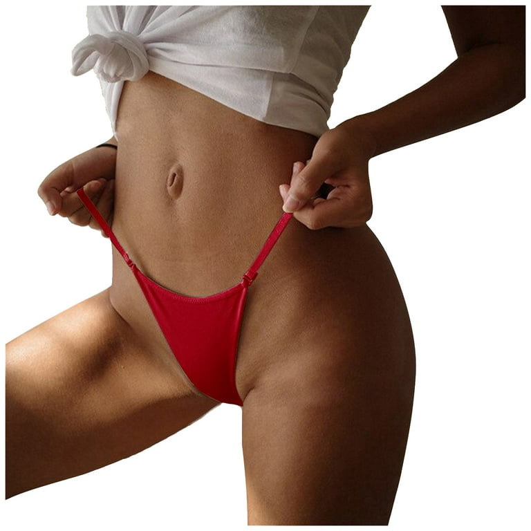 DENGDENG Women Undenwear Thong Red Print Sexy Panties Low Rise G-Strings XL  