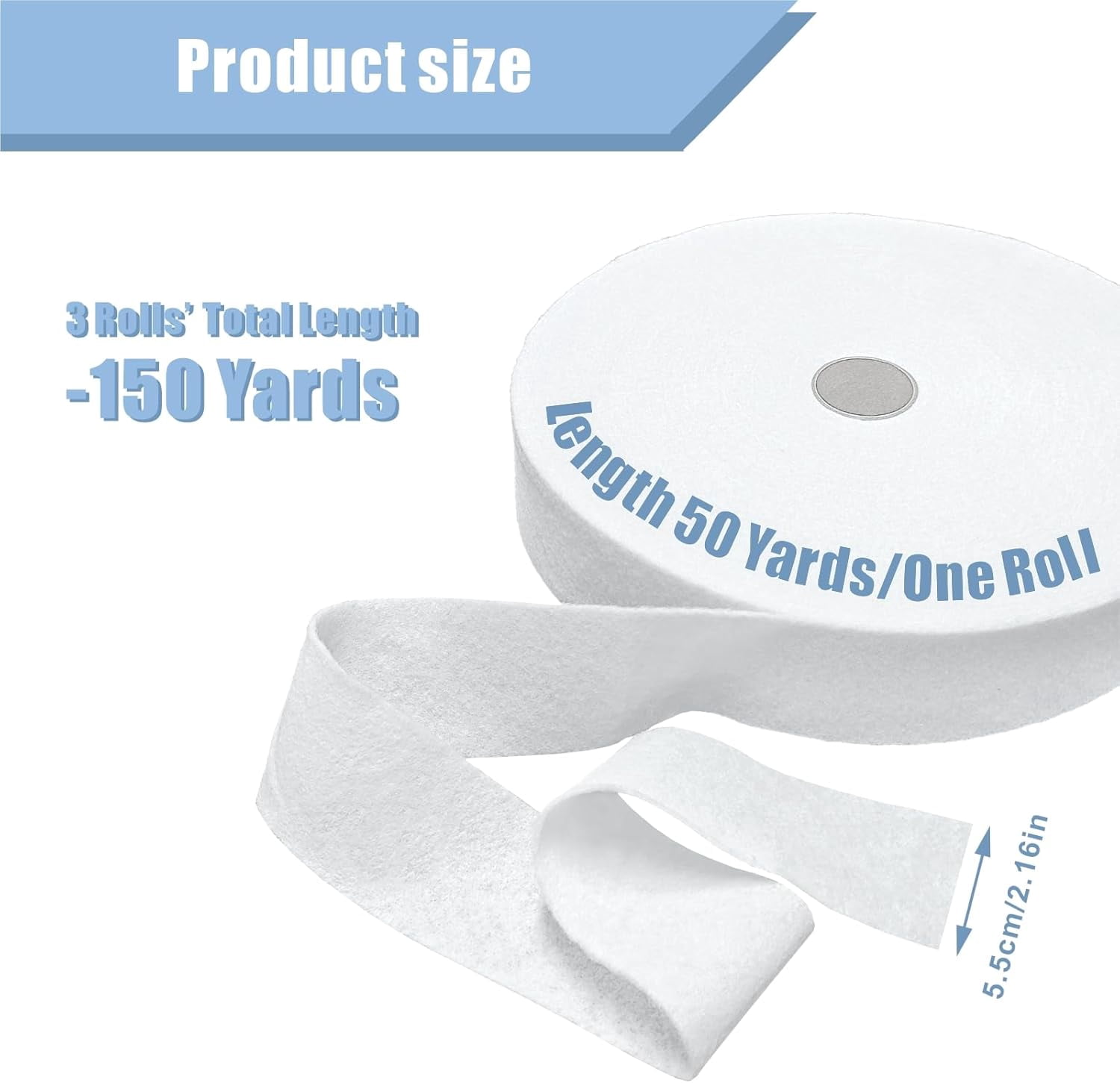 3 Rolls Jelly Roll Batting Strip 2 1/4 Inch Total 150 Yards Cotton Blend Batting on a Roll, Flexible Quilt Batting for Jelly Roll Rugs, Batting Strips, Braided Rug,Throw Rugs for Women Gifts