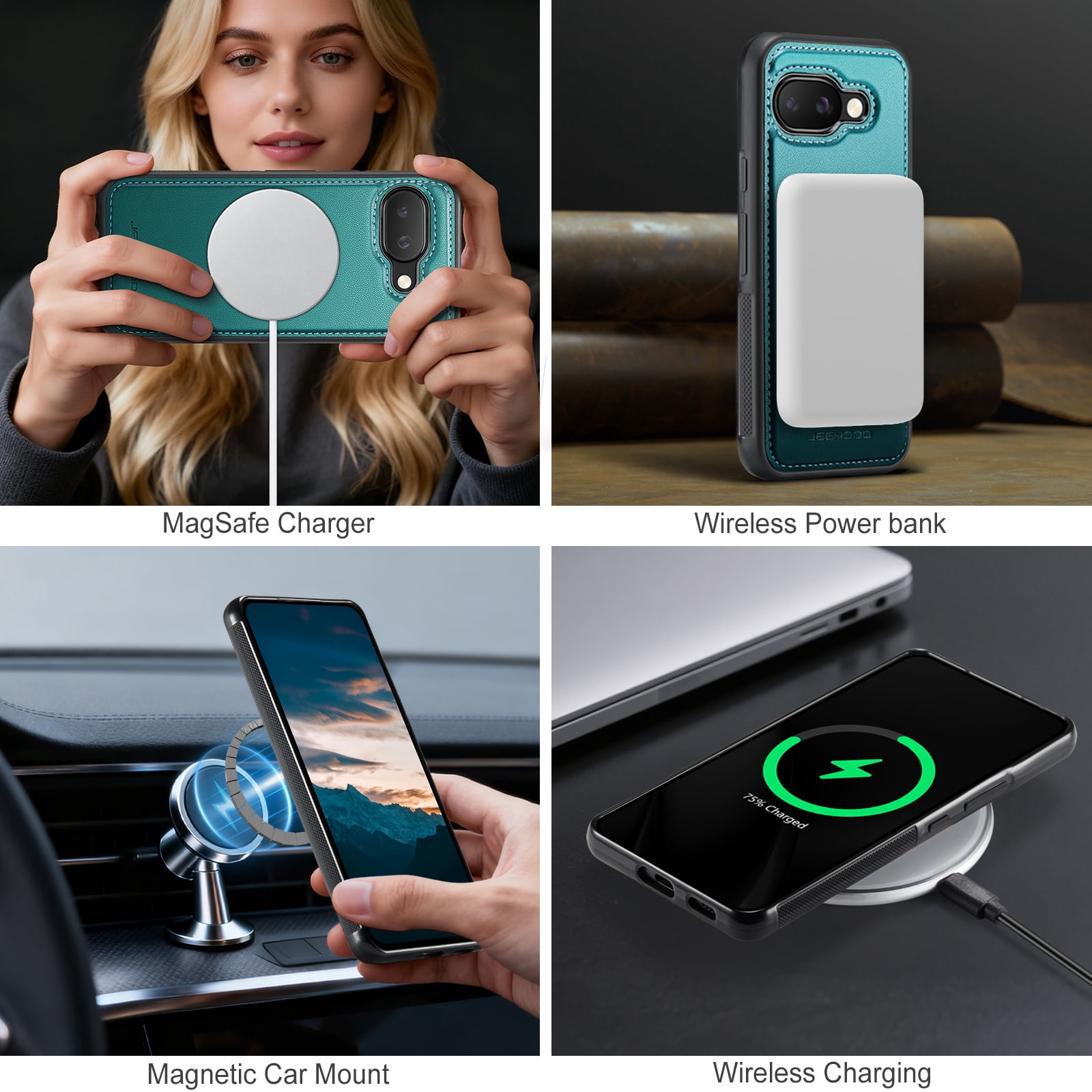 For Google Pixel 10A Phone Case,2-in-1 Magnetic Removable Flip Card Holder,Compatible With Mag-Safe,Anti-Scratch PU Leather,With Card Slots,Kickstand,Shockproof Durable Phone Case,Blue