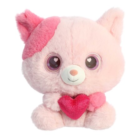 Aurora - Small Pink Lenticular - 6" Cat In Love - Enchanting Stuffed Animal