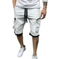 thumbnail image 1 of Aayomet Shorts Men Mid Waist Cargo Pant Solid Splice Pocket Drawstring Shorts (White, XXXL), 1 of 5