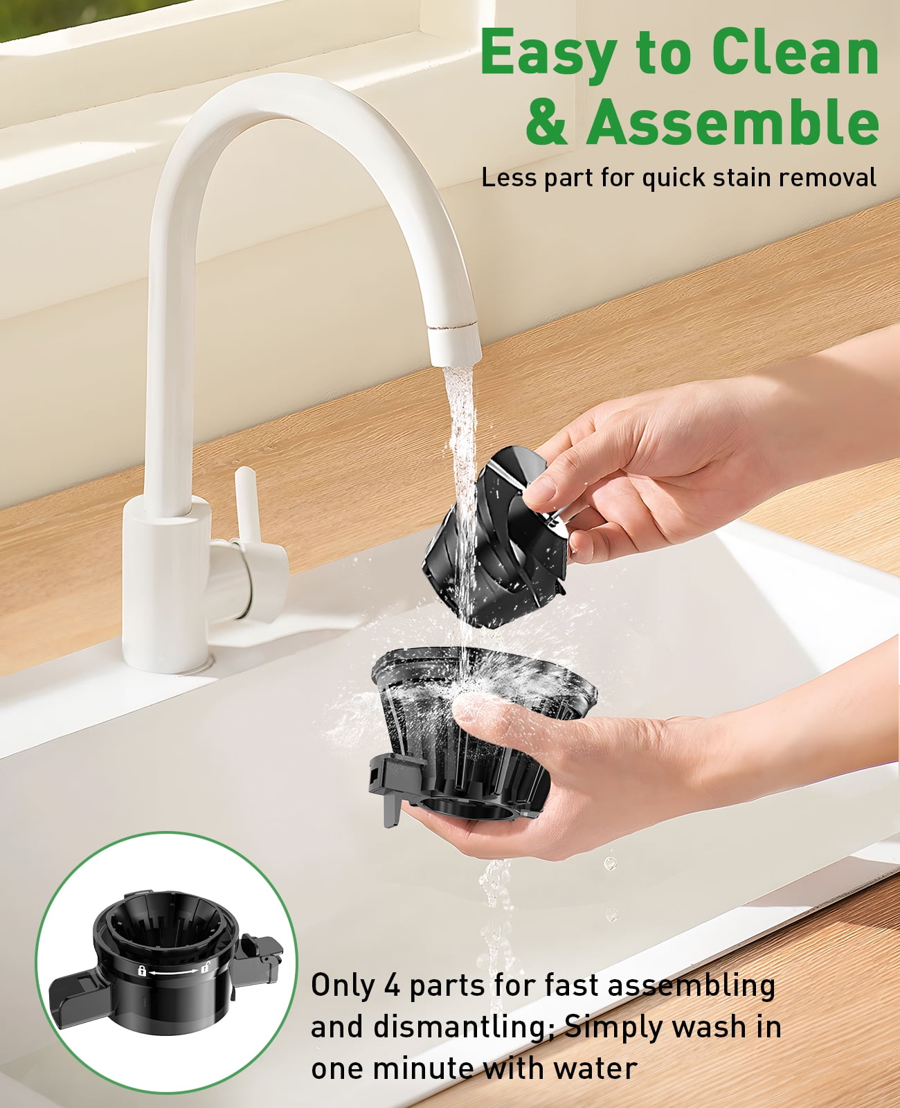 GlowWise Cold Press Juicer Machine - 4.35 Extra Wide Feed Chute, Quiet Masticating Juicer for Fruits & Vegetables, Easy to Clean & Assemble, Ideal for Home Kitchens, Healthy Families & Fitness Lovers