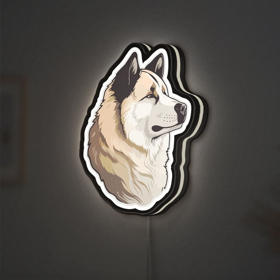 Akita Inu Puppy 3D Novelty Light Box, Adorable Dog Lamp for Pet Lovers, Fluffy Japanese Breed Decor (Width 12 inch, 30cm)