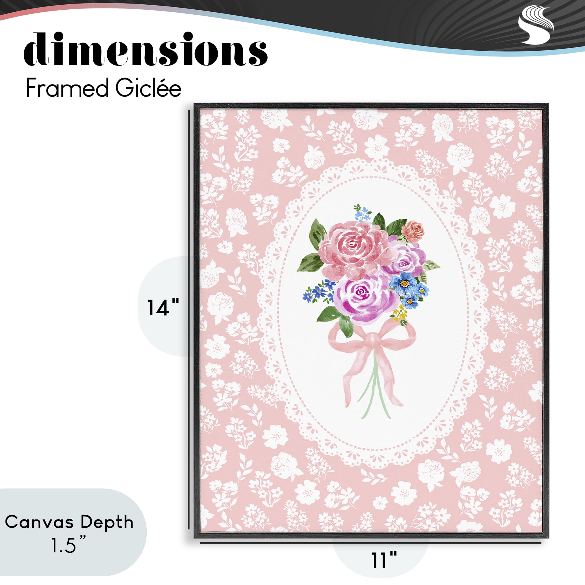 Stupell Industries Peach Feminine Bouquet Black Framed Giclee Art, design by Corinne Haig