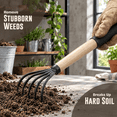 15 Inch 5-Tine Garden Rake with Wooden Handle and Non-Slip Grip ...