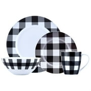 SAFDIE & CO. Buffalo Plaid White/Black 16PC Dinnerset