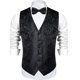 thumbnail image 2 of Chaleco de traje de Cachemira liso negro para hombre con corbata, pajarita, pañuelo, gemelos, chaleco Formal para esmoquin de boda y graduación, 2 of 5