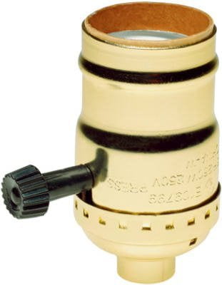 3 TERMINAL LAMP SOCKET WITH METAL TURN KEY BRASS PLATED NEW 306265K 