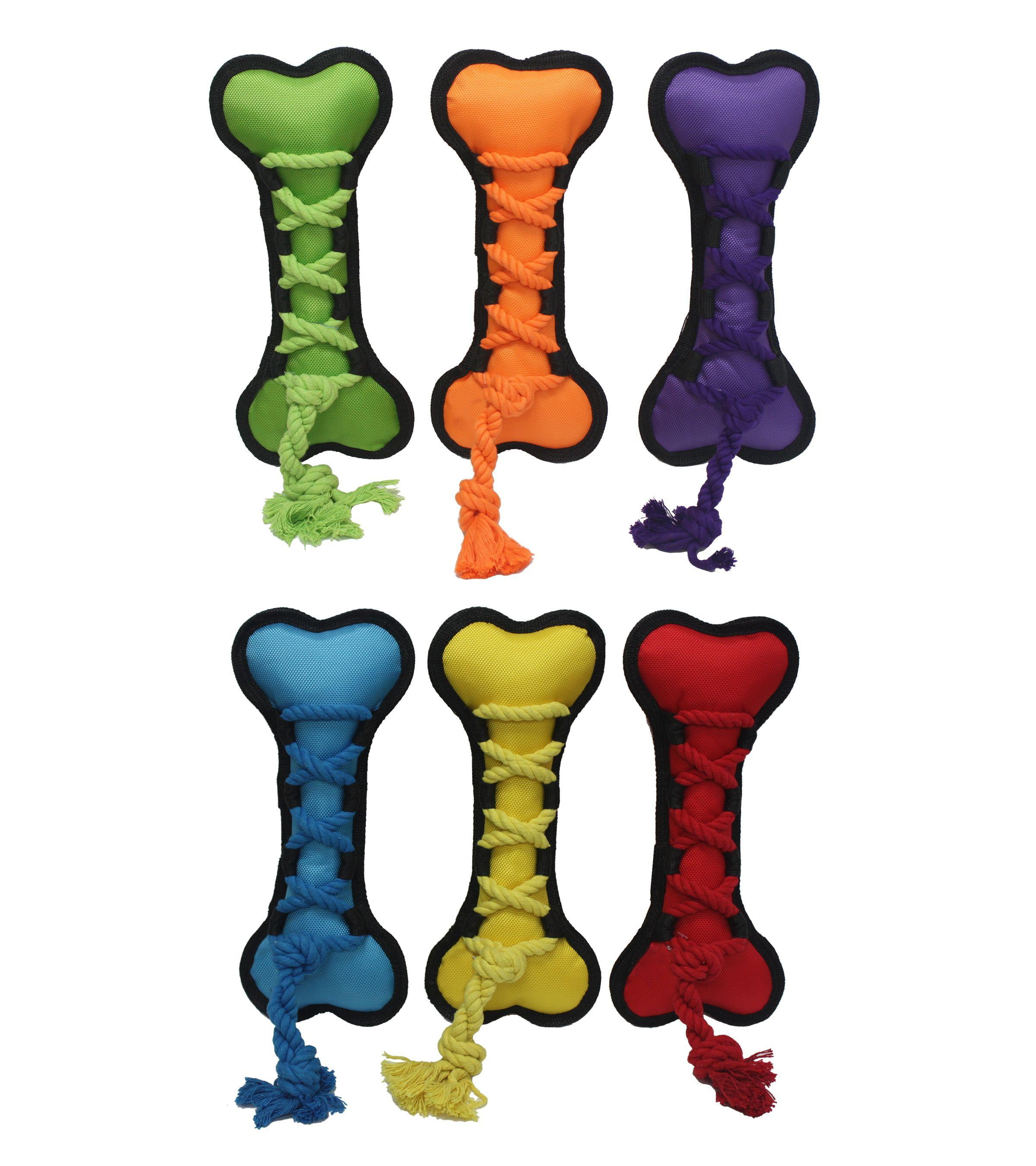 MultiPet Cross Ropes Dog Bone Toy, 11.5", Assorted Colors