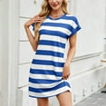 thumbnail image 3 of ZZwxWA Womens Casual Mini Dress Striped Cap Sleeves T-Shirt Dress Brown and White Soft Fabric Short Sleeve Relaxed Fit, 3 of 6