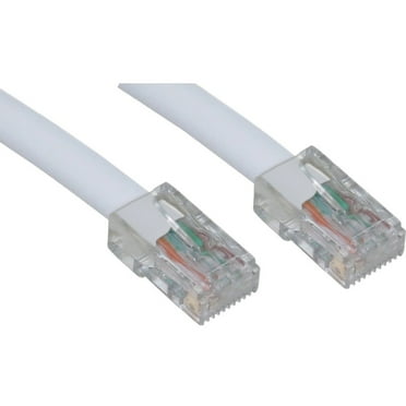 Cat5e Ethernet Cable, 24AWG Network Cable with RJ45 Gold Plated Connector, 4 pair Stranded Bare Copper, Bootless Unshielded Twisted Pair (UTP) Internet Patch Cable, 14 Foot, White, CableWholesale
