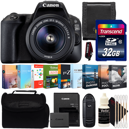 Canon EOS 200D Digital SLR Camera with 18-55mm Lens and Photo - Video Expert Software Collection