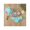 thumbnail image 4 of Infant Baby Girl Flower Swimsuit 3Pcs Halter Triangle Tops Ruffle Bottoms Sun Hat Bikini Set Bathing Suit Swimwear 6M 12M 18M 24M, 4 of 10