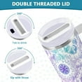 thumbnail image 4 of Boho Flowers White 40 oz Tumbler with Lid and Straw Insulated Tumblers with Handle Travel Coffee Mug Cup Large Water Bottles Cup Fits in Car Cup Holder, 4 of 6