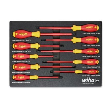 

Wiha Softfinish Screwdriver Tray Set Insulated 10Pc