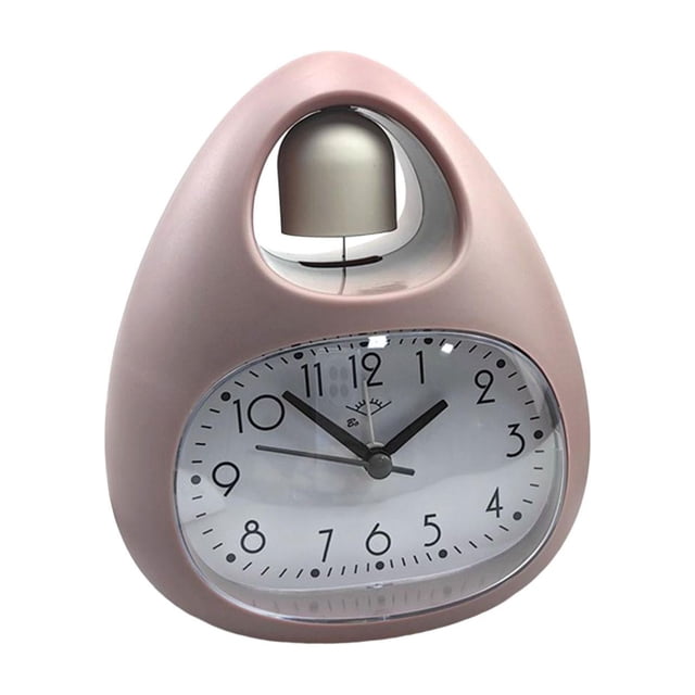 Mini reloj despertador con forma de huevo, luz nocturna sin tictac, números arábigos vintage para Rosado