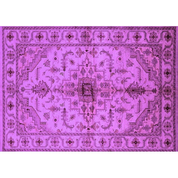 Ahgly Company Indoor Rectangle Oriental Purple Industrial Area Rugs, 7' x 10'