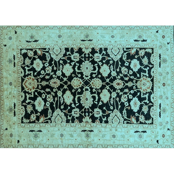 Ahgly Company Indoor Rectangle Oriental Light Blue Traditional Area Rugs, 2' x 5'