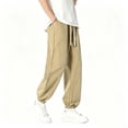 thumbnail image 4 of Mens Athletic Joggers with Pockets and Elastic Waist Lightweight Golf Pants Men Wrinkle Free Flat Front Stretch Relaxed Fit Tapered Work Travel Pants Big and Tall Size M-4XL Khaki, 4 of 6