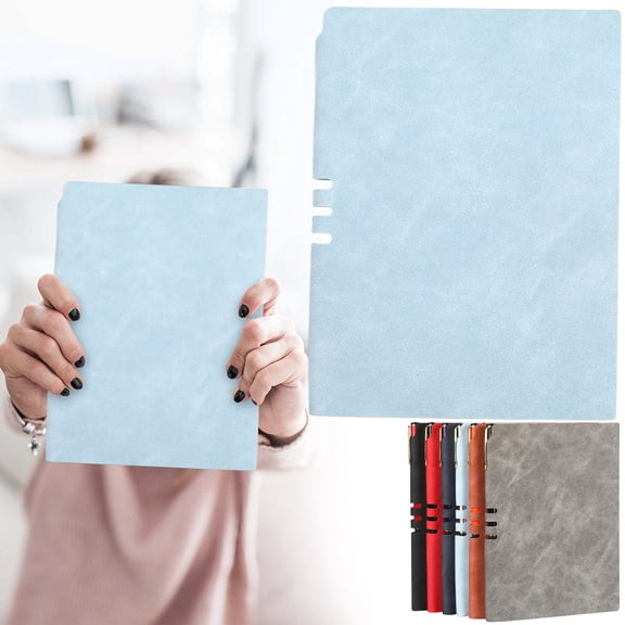 PU Leather Notebook, 8.27*5.87 Inch Hardcover Notebook, Daily Writing Notebook with Practical Edge Pen Slot, Business Journal Planner, Agenda Organizer, Idea for Office, Daily Journaling, Blue