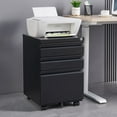 thumbnail image 2 of 3 Drawer Mobile File Cabinet Under Desk Office, 3 Drawer Locking File Cabinet, Fully Assembled Except Casters, Letter/Legal Size (Black), 2 of 14