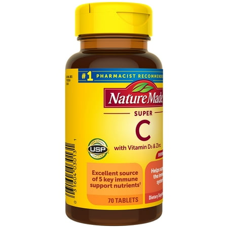 Nature Made Super C with Vitamin D3 & Zinc Tablets, 70 Count