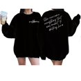 thumbnail image 7 of Baqcunre Women's Sweaters Women's Long Sleeved Letter Powherful Print Long Sleeved Sweater Crewneck Sweatshirts Fall Outfits Women Trendy Black XL, 7 of 7